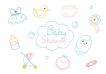 Baby shower card - hand drawn