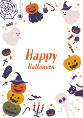 Naklejka premium ハロウィン カボチャとオバケの背景素材