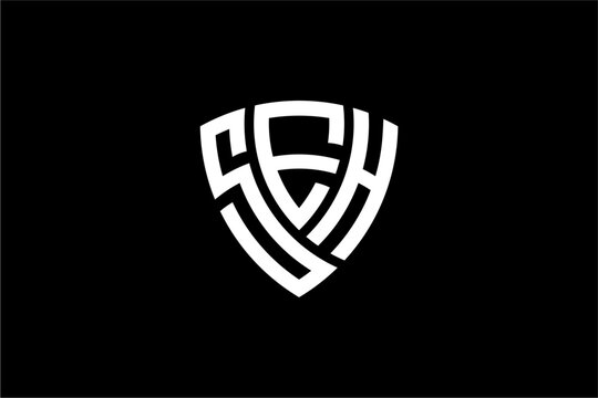 SEH creative letter shield logo design vector icon illustration