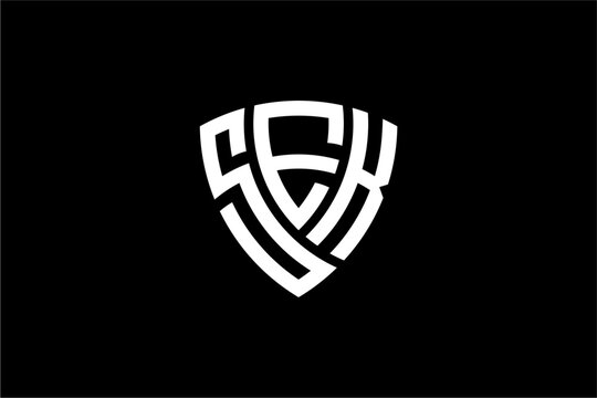 SEK creative letter shield logo design vector icon illustration