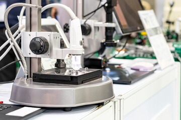 High quality video microscope during inspection drill bit on stage for appearance check and etc of quality control in industrial