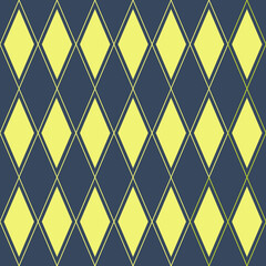 Rhombus geometric seamless pattern, Diamond check print in yellow. vector illustration.