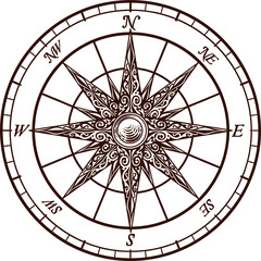 Compass Rose Old Vintage Engraved Etching Map Icon © Christos Georghiou