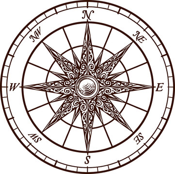 Old Compass Rose Drawing