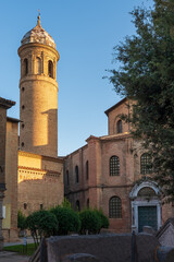 Fototapeta na wymiar Bell Tower of the Basilica of San Vitale, built in 547, Ravenna, Emilia-Romagna, Italy