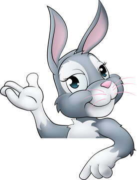 recommend clip art: Easter Bunny Rabbit Cartoon Character Peeking Sign