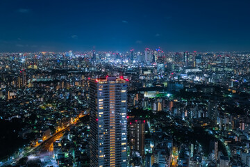 Fototapeta na wymiar 東京都 池袋、サンシャイン60展望台からの新宿方面の夜景