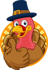 Turkey Pilgrim Hat Thanksgiving Cartoon Character