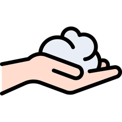 Facial wash in hand icon. Filled outline design. For presentation.