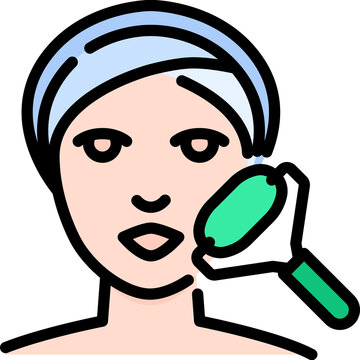 recommend clip art: Facial roller icon. Filled outline design. For presentation.