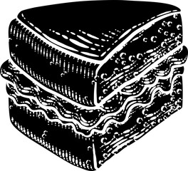 Obraz premium Cake Sponge Slice Jam Cream Woodcut Drawing