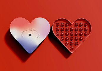 3D Top View of Heart Box Chocolates Mockup