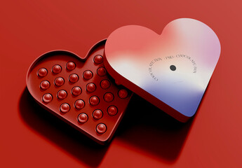3D Heart Box Chocolates Mockup