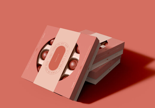 3D Stacked Sweet Boxes Mockup