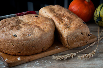 Fresh bread on a wooden cutting board