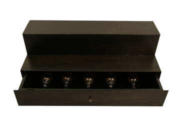 Wood wine shelf with glasses
