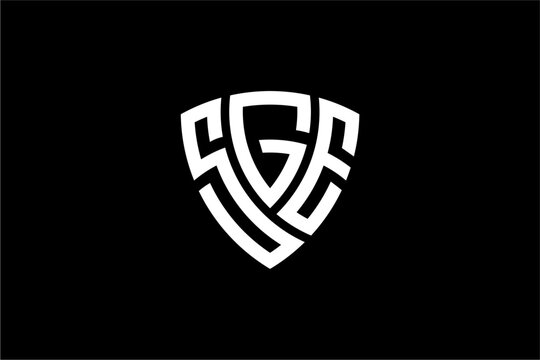 SGE creative letter shield logo design vector icon illustration