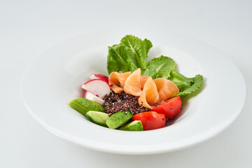 appetizer with red fish and vegetables