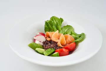 appetizer with red fish and vegetables