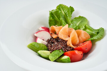 appetizer with red fish and vegetables