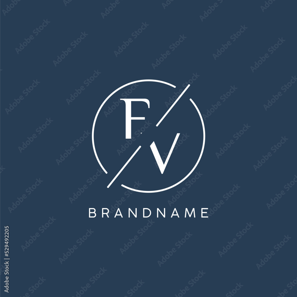 Wall mural Initial letter FV logo monogram with circle line style