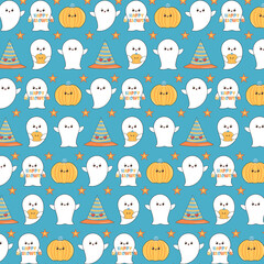 Obraz premium Happy halloween seamless pattern background set. Halloween seamless pattern groovy Retro 90s style. Groovy 90s style cartoon pattern for Halloween.Decoration, wrapping papers, greeting cards, web page