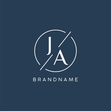 Initial letter JA logo monogram with circle line style