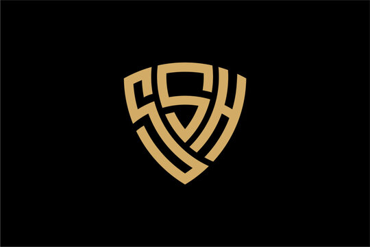 SSH creative letter shield logo design vector icon illustration