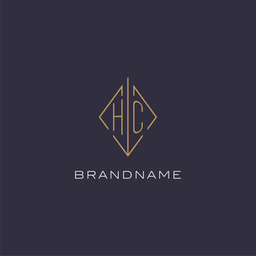 Initial letter HC logo monogram with diamond rhombus style design ideas
