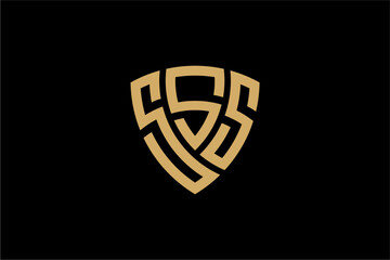 SSS creative letter shield logo design vector icon illustration
