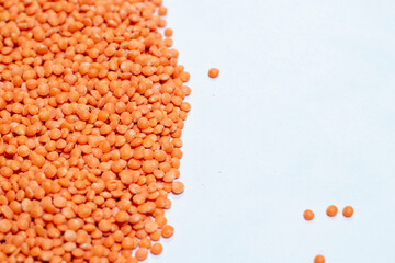 Organic masoor dal Close up (Lens culinaris) or whole pink dal