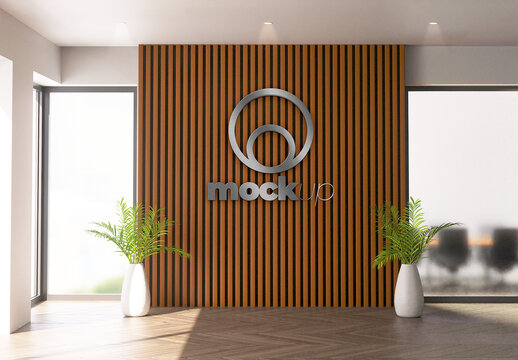 Office Interior Metallic Branding Mockups
