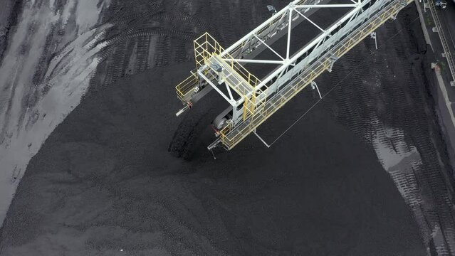 Coal terminal with technics working in it.