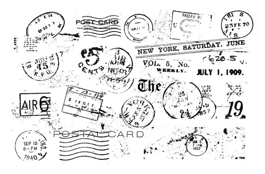 Designer set of vintage postage stamps