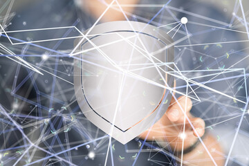 shield protection concept holding in hand 3d