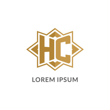 Initial letter HC logo monogram with eight point star style design ideas