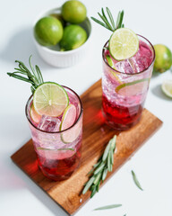 Sala flavor syrup with lime slide on top with soda