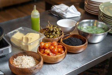 Ingredients: capers, tomatoes, cheese, butter and other raw ingredients