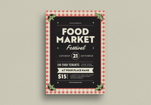 Gingham Food Market Event Flyer Layout