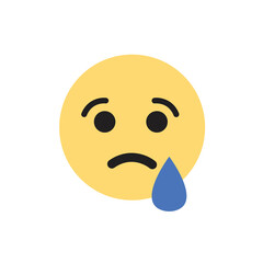 sad face with tear reaction emoji vector illustration