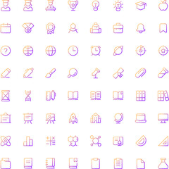 Distance learning platform gradient linear ui icons set. Educational software. Line contour user interface symbols. Modern style pictograms. Raster isolated outline illustrations