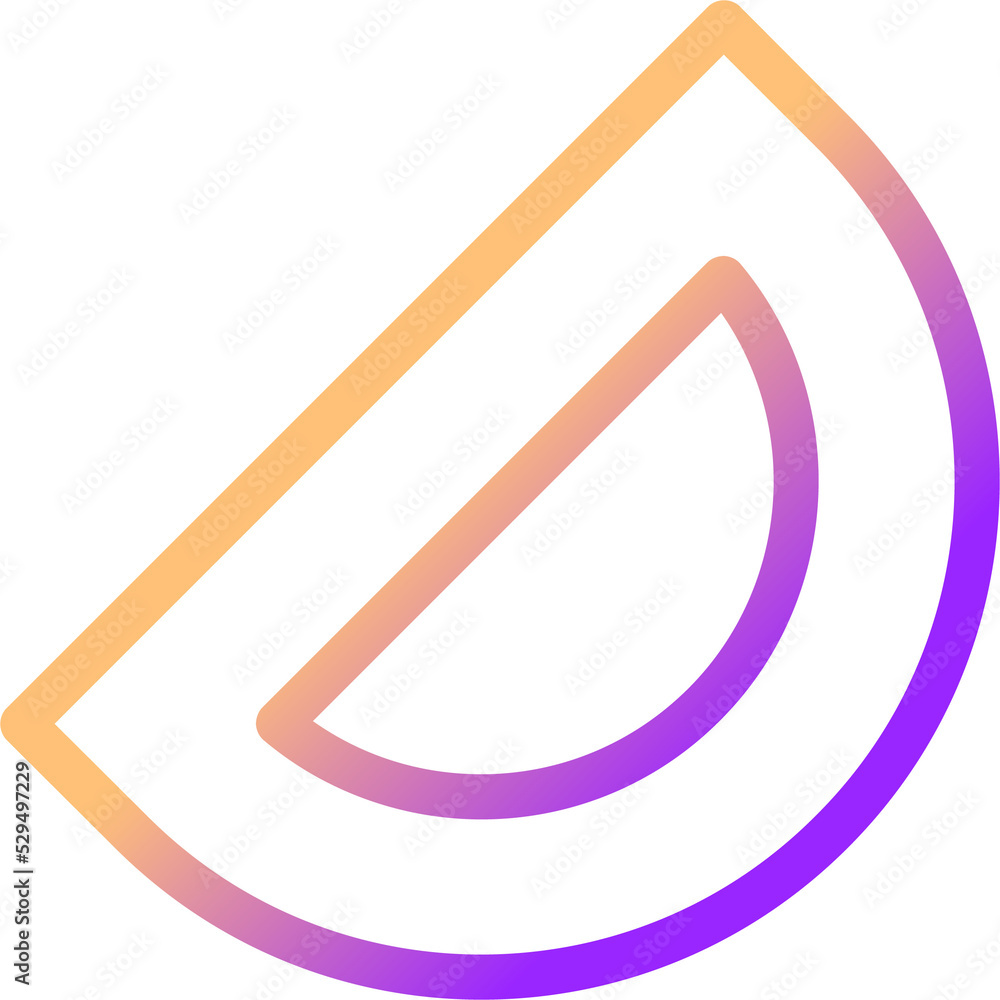 Poster Protractor gradient linear ui icon. Math tool. Stationery supply. Measuring angles. Line color user interface symbol. Modern style pictogram. Raster isolated outline illustration