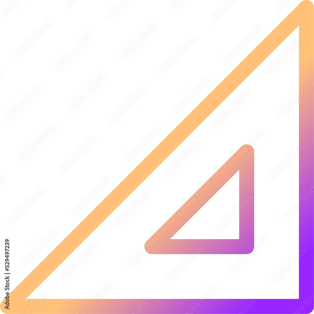 Poster Rectangle ruler gradient linear ui icon. Mathematical instrument. Geometric tool. Line color user interface symbol. Modern style pictogram. Raster isolated outline illustration