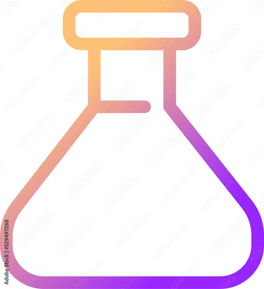 Poster erlenmeyer flask gradient linear ui icon. chemistry glassware. lab equipment. line color user interf