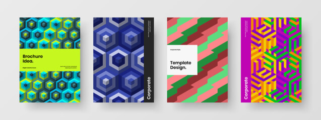 Minimalistic geometric pattern corporate cover layout set. Abstract brochure design vector illustration composition.