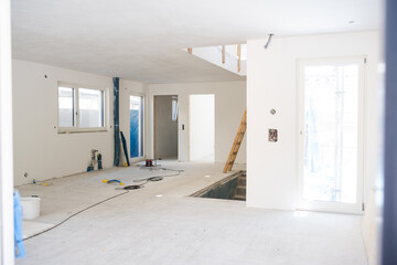 Modern house under construction in a natural environment. High quality photo