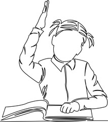 girl studying raises her hand to answer