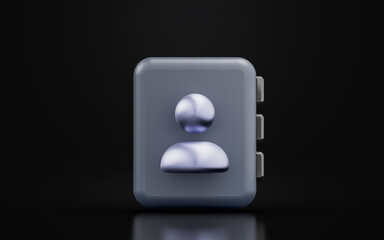 user contact book sign on dark background 3d render concept for save number information