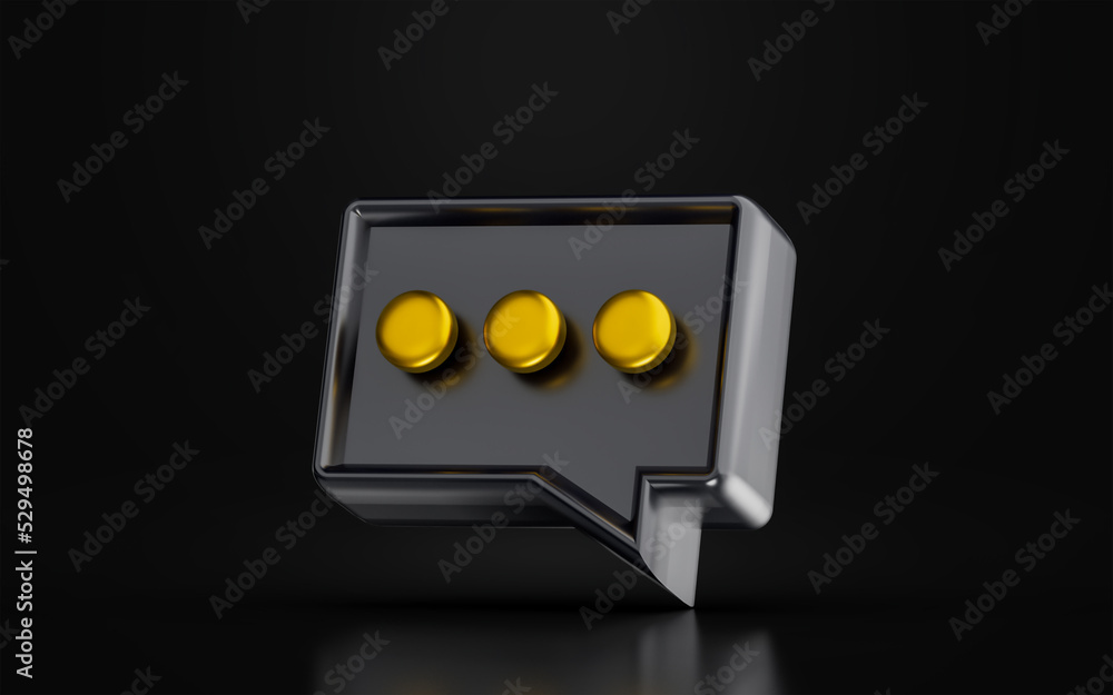 Poster message sign on dark background 3d render concept for social media communication comment