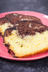 Fresh baked yeast dough with cocoa. Delicious dessert